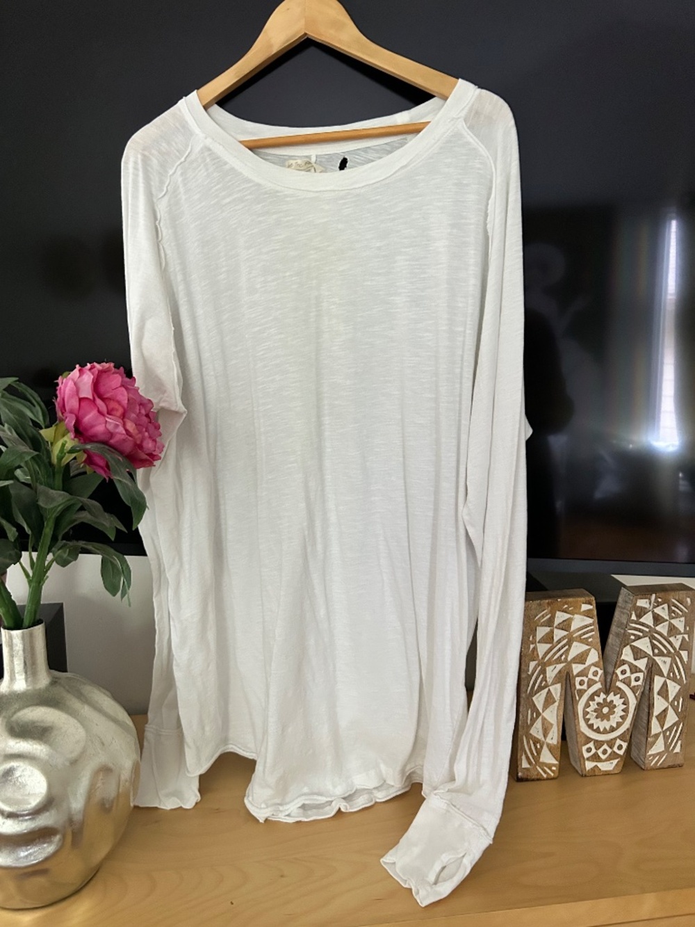FREE with any purchase! Free people white Long T XL